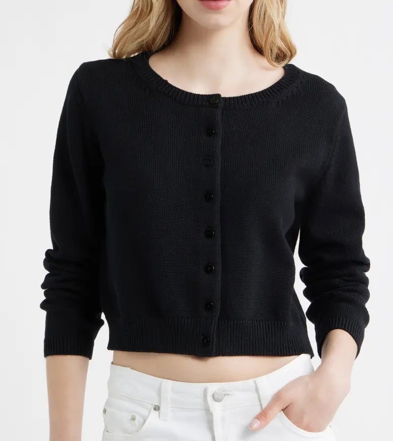 Reformation Clara Cotton Crewneck Cardigan Small