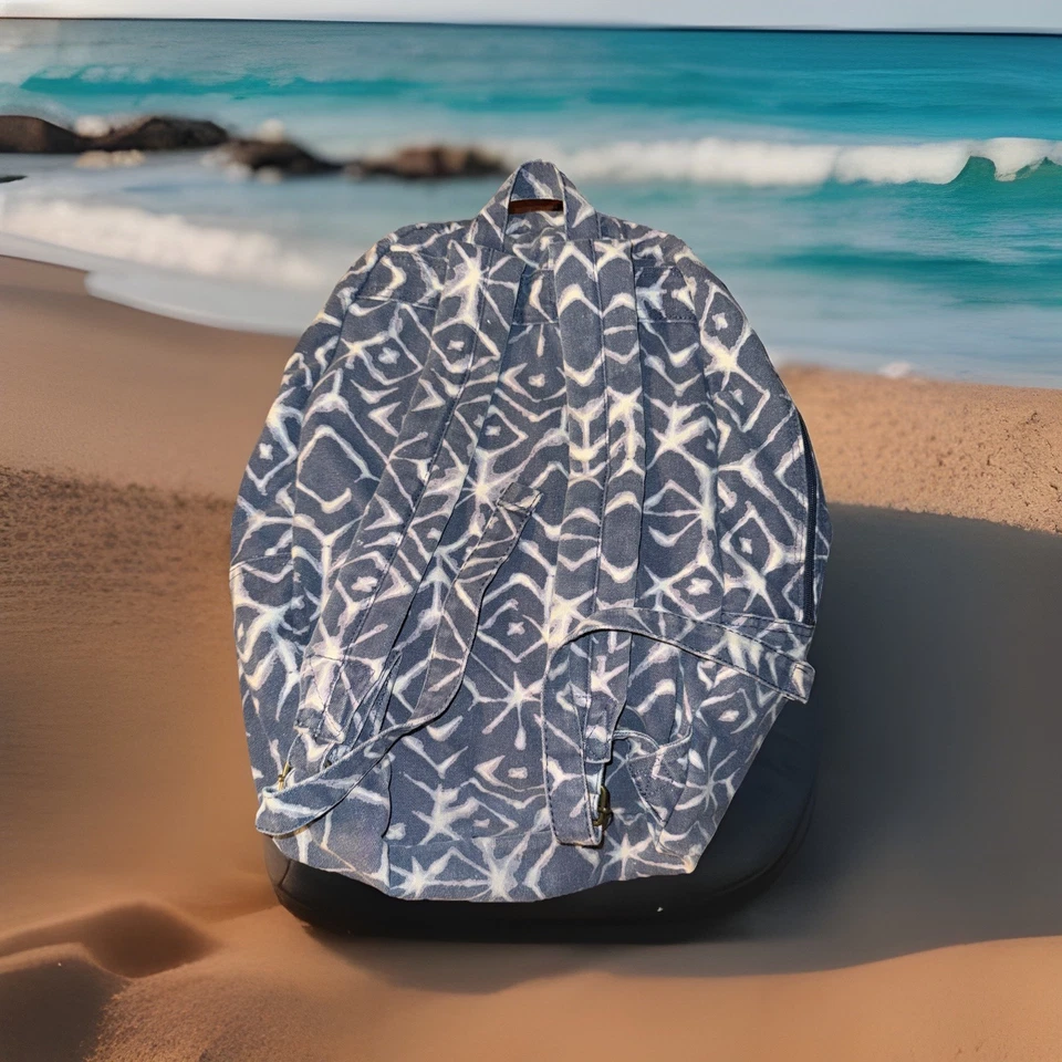 Mochila vintage de lona azul y blanco Billabong! Retro Hippie 15” X 19” Foto 2 de 4