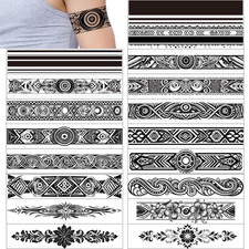 18-Pack Armband Temporary Tattoos Realistic Tribal Waterproof
