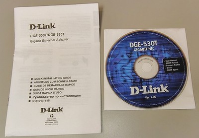 D Link DGE 530T Gigabit NIC Driver CD v2.00 + Quick Install Guide 2003 OEM Disc