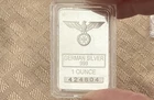 Eagle Iron Cross - 1oz .999 Fine GERMAN Silver Alloy ZINC / Nickel Bar *DETAILS*