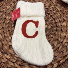 Letter C Knit Monogram Mini Stocking White Wondershop Xmas Holiday Target 8"