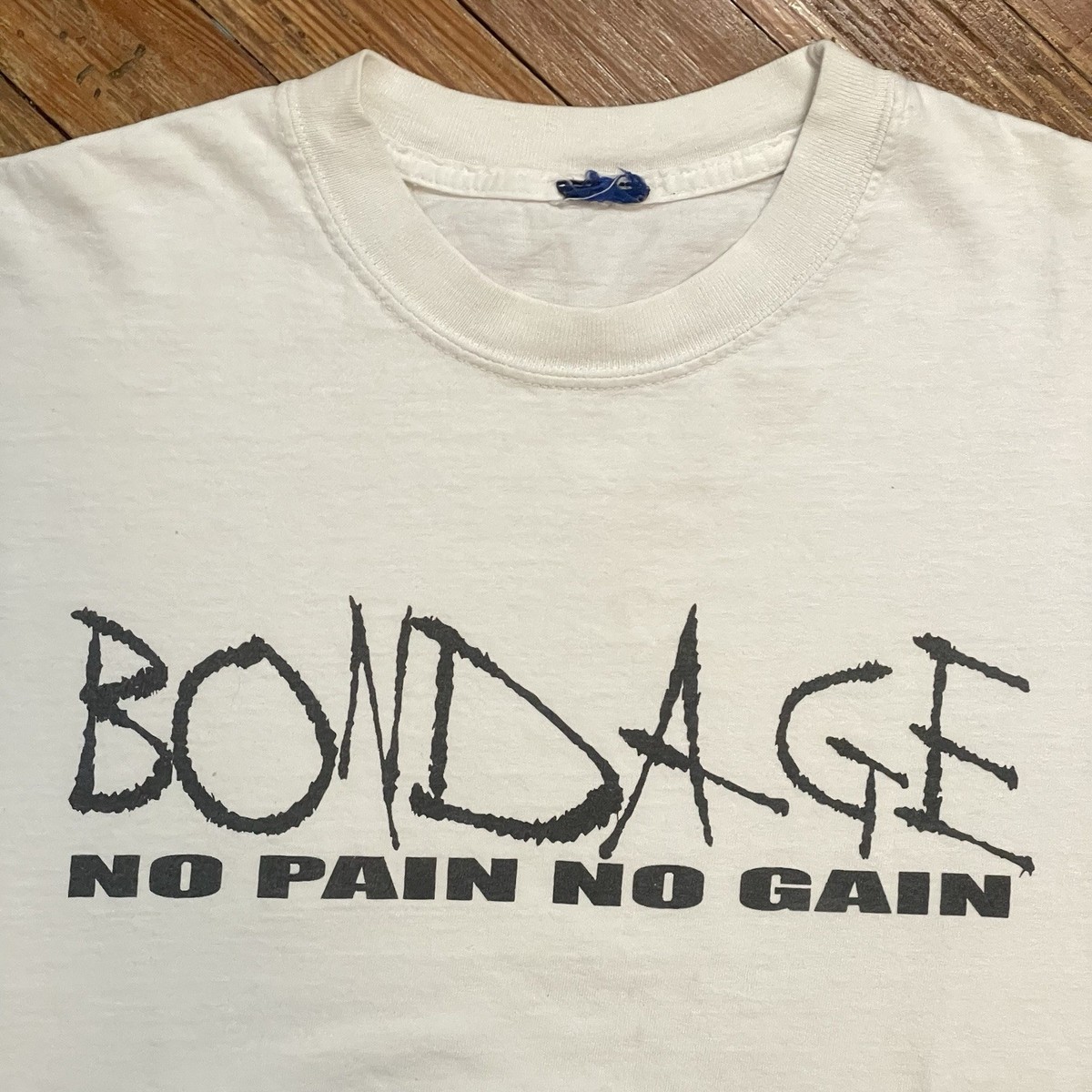 Vintage 90s Bondage Shirt Size Large BDSM Goth Pain Humor Slogan 
