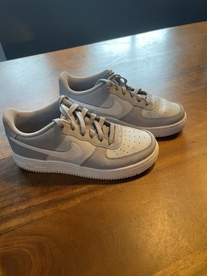 Nike Air Force 1 Low Top Leather Lace-Up Sneakers Gray/White Colorblock
