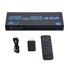 1Pack HDMI Matrix Switch 4x4 4 In 4 Out 4K W/ EDID Extractor & IR Remote Control