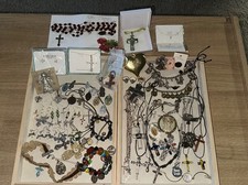 HUGE Lot Of Religious Jewelry 70+ Pieces Includes Sterling Silver Avon Vintage