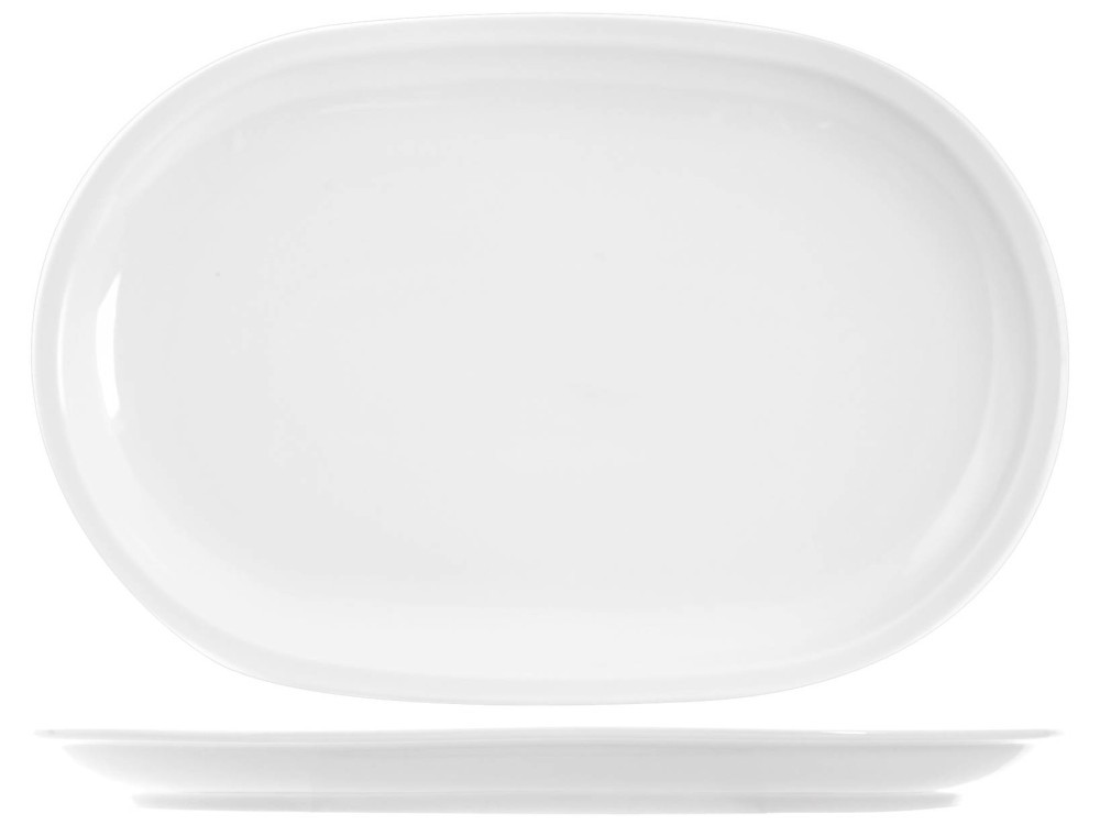 Porcelain Plate Chicago White Oval 37 cm Saturnia