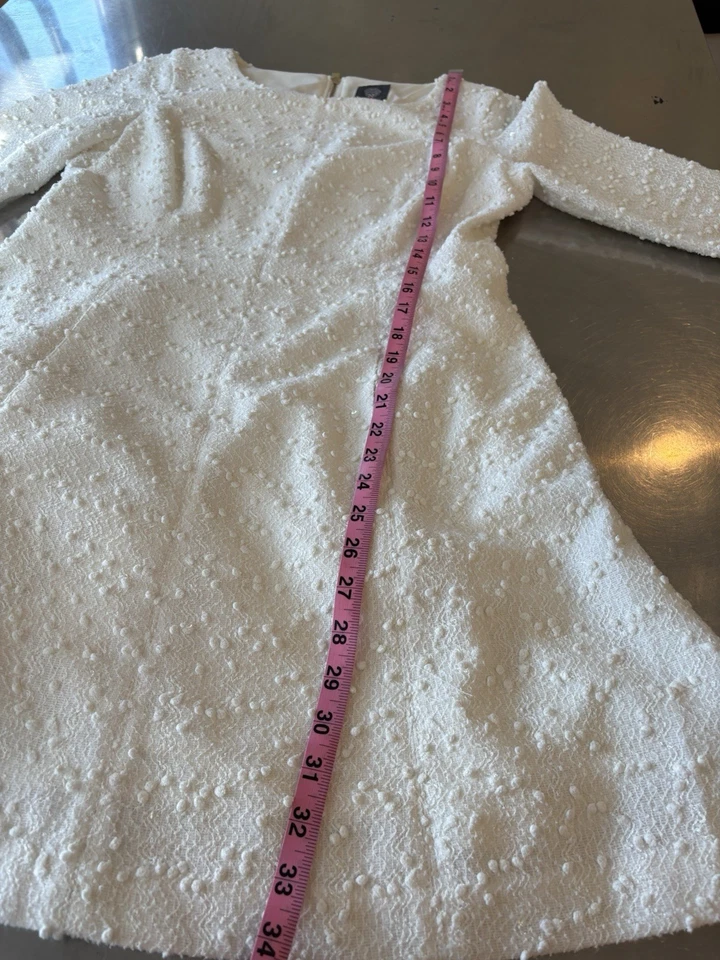 VINCE CAMUTO 12p White Sparkly Wool Blend Cocktail/ Party Dress - Image 4 of 4