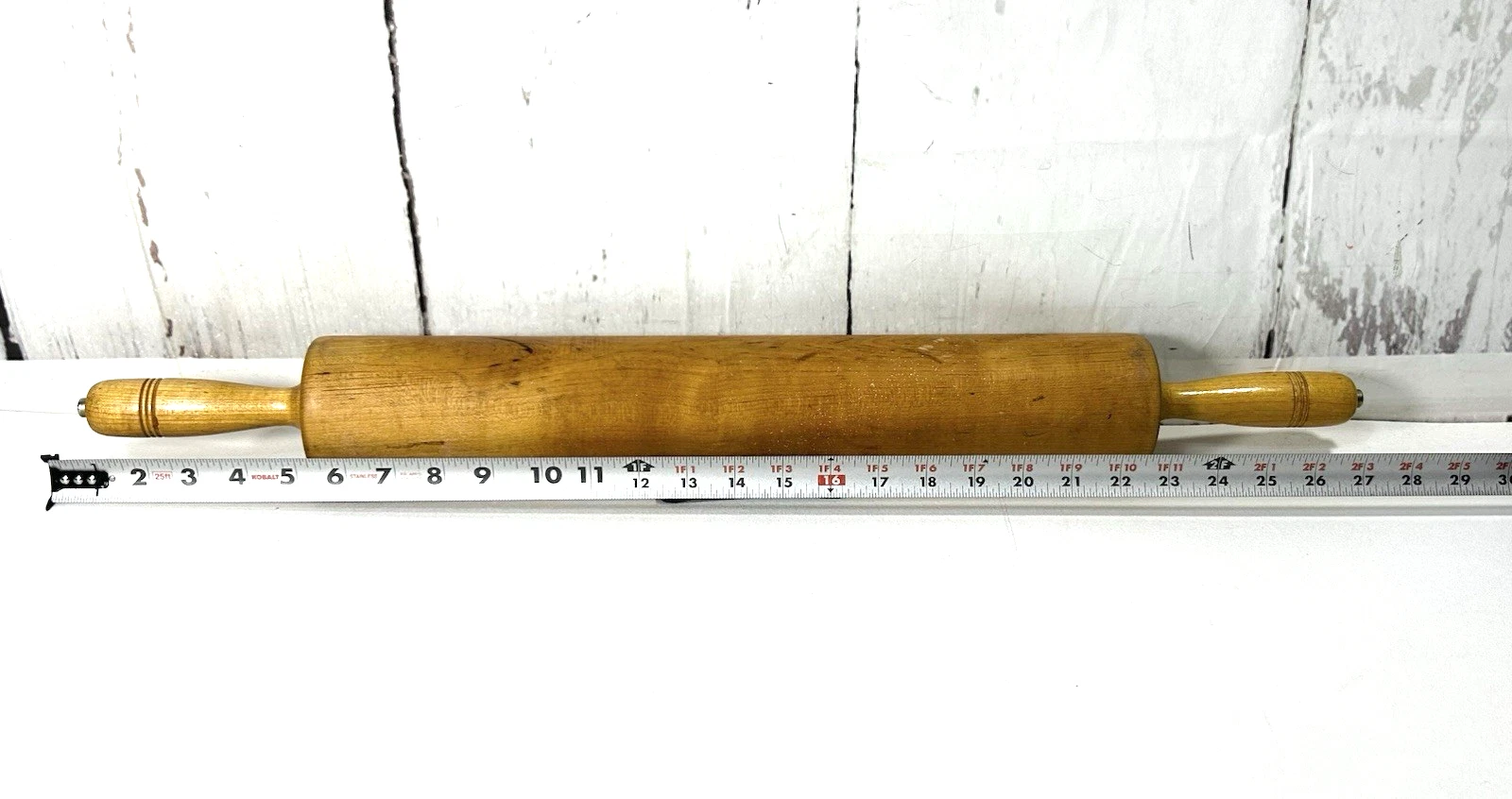 LARGE VINTAGE 28" (18") 9.5" DIAMETER FARMHOUSE BREAD DOUGH ROWOCO ROLLING PIN