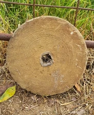 Antique Sandstone Grinding Stone Wheel Rustic Australiana Display