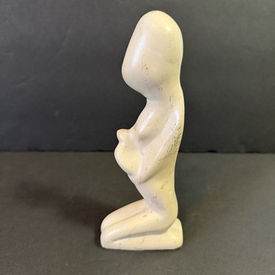 African Soapstone Carved Woman Figurine Mother Child Baby Statue Kenya Ethnic