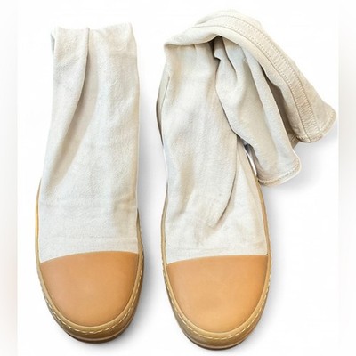 Authenthic Rick Owens Men SS18  Dirt  Rubber Sock Ramones High Knee Shoes Size 9