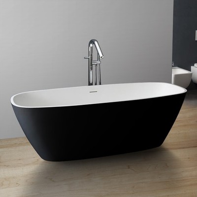 STONEART Badewanne freistehend BS-528 , schwarz-weiß, 175x75, matt