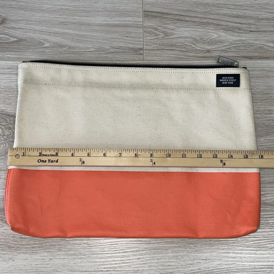 Jack Spade Canvas Bankers Envelope Orange & Cream Tote Industrial Business - Image 3 of 4