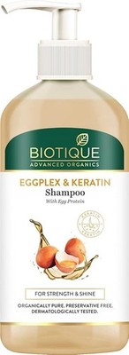 Biotique Eggplex & Keratin Shampoo for Thicker & Shinier Hair - Prevents Breakag