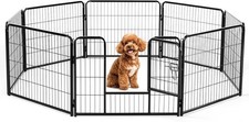 DUMOS Dog Playpen 24 Inch 8 Panels Indoor Outdoor Metal Pet Fence GWL-TZ-8P24-2