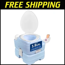 4 Gallon Outdoor Portable Toilet with Extra Large Seat - Flushable Convenience