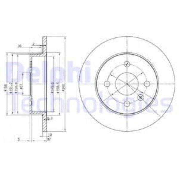 Delphi 2X Bremsscheibe Hinten Ø240 Mm FüR Opel Meriva Astra H L48 1.4 1.6 A04-image