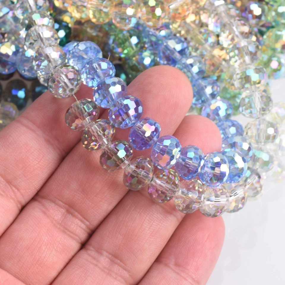 20pcs 7x10mm Shiny Rondelle 96 Facets Faceted Crystal Glass Loose Beads - Image 3 of 3