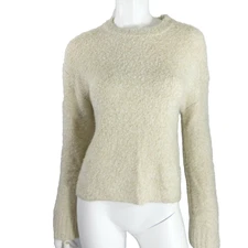 Abound crewneck knit sweater tan size XS fuzzy boucle long sleeve