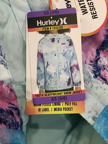 Hurley Winter Heavyweight Snow Jacket Youth/Girl Water Resistant Sz XS,S,M,L NEW - Picture 6 of 7