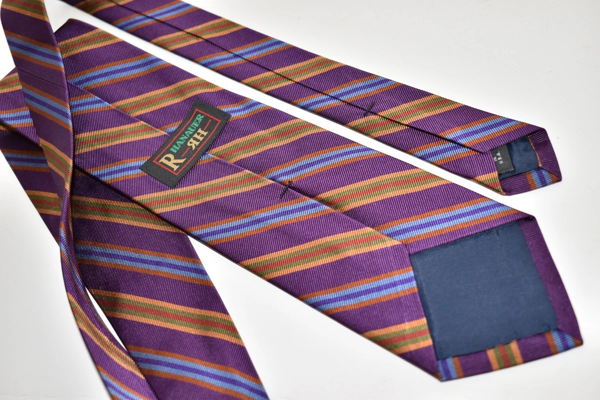 HANAVER MEN'S TIE PURPLE/STRIPED WIDTH: 3.25