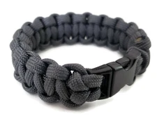 Paracord Bracelet 550 Black Tactical 3/8" Buckle (Graphite) Hand Made 