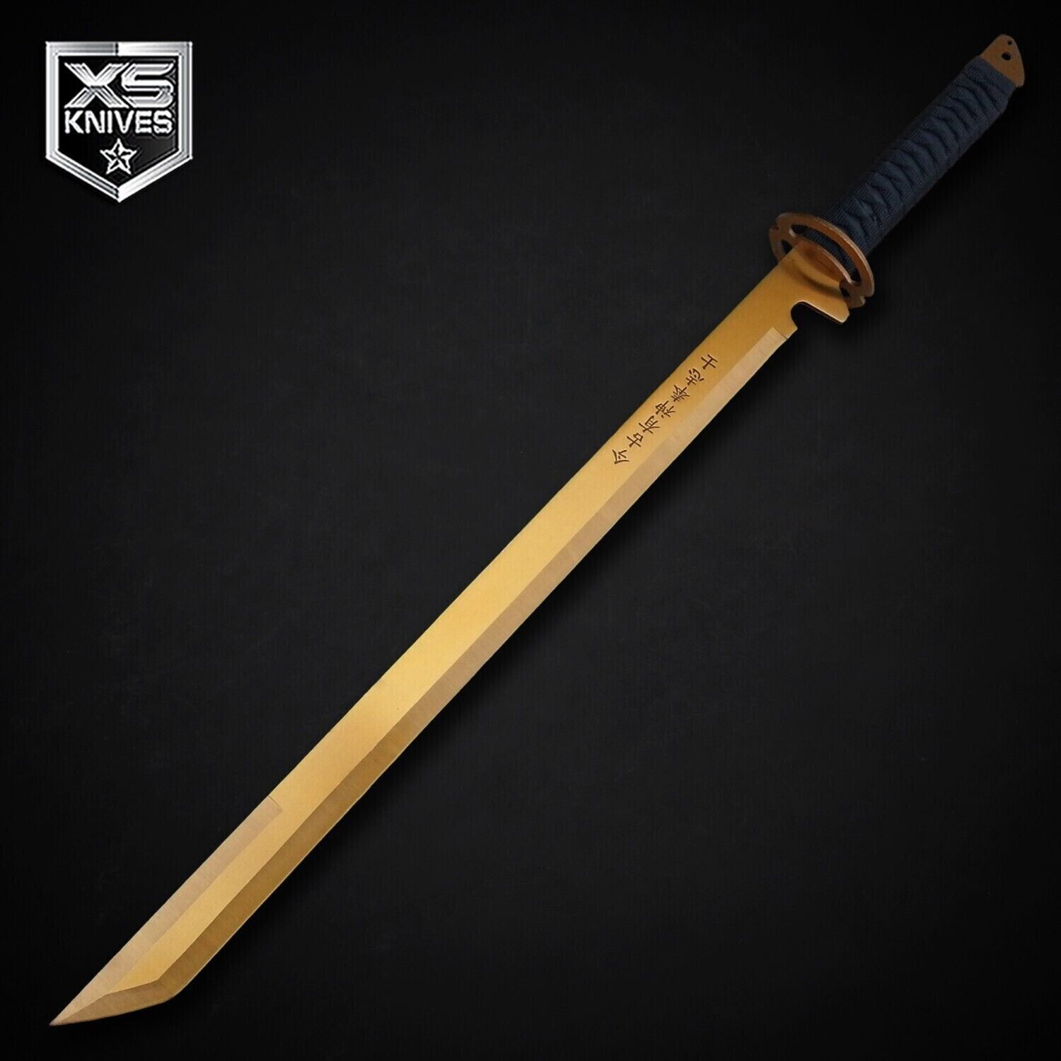 Espada Ninja de 27 Full Tang Tanto Machete Titanium Gold Blade Japanese  Katana EPIC