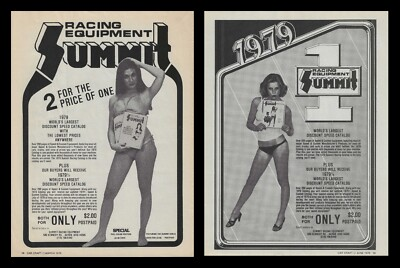 #ad 1979 Summit Racing Performance Speed Parts Vintage Magazine 2 Ad Lot Sexy Girls $3.75