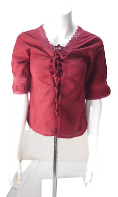 Leonardo Carbone Mittelalter LARP Kurzarmbluse Maroon rot xs