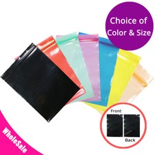 Multiple Sizes Colorful Glossy Poly Plastic Flat Zipper Pouch Bag M14