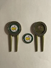 Undated Masters Tournament Divot Tool & 1" Flat Coin Style Golf Marker - ANGC