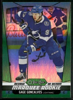 2024-25 OPC O-PEE-CHEE HOCKEY GAGE GONCALVES RC GREEN FOIL PARALLEL #01/33 #557