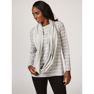 Susan Graver Top mit Infinity Schal grau Gr. UK 3XL UVP 138£ DH8 XX 10