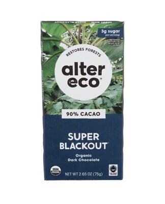 Alter Eco Organic Dark Chocolate Bars. Super Blackout, 2.65 OZ (Pack of 4 )