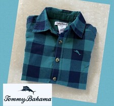 Tommy Bahama Kids Boys Button Down Plaid Preppy Shirt Size XS 4 Green Blue NWT