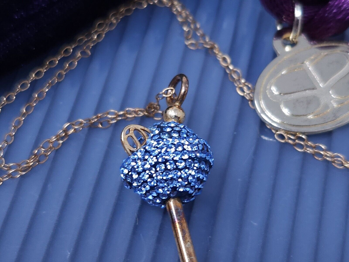 Vintage Simone I Smith Deep Blue Crystal Lollipop Pendant GP