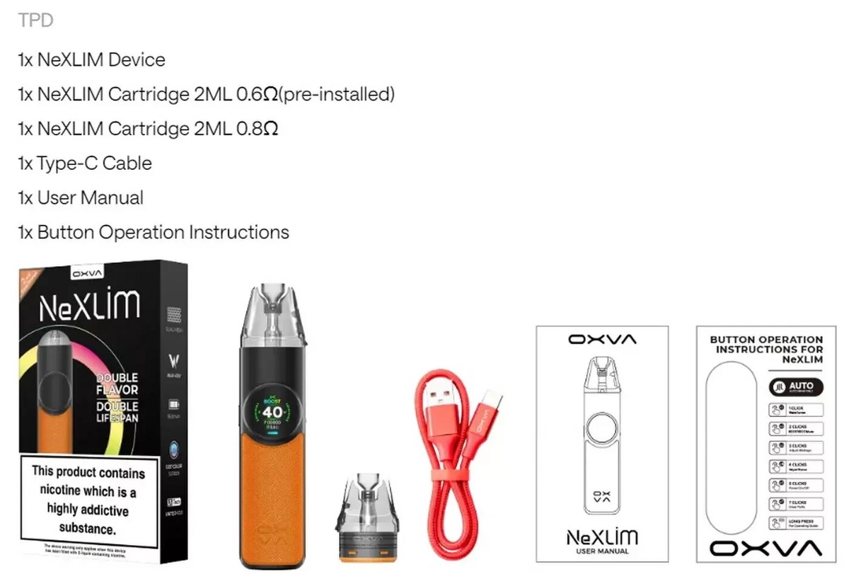 oxva xlim pro refillable pods OXVA NeXlim Go Pod Vape Kit