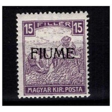 OCCUPAZIONI FIUME 1917 MIETITORI CIFRE BIANCHE15 FILLER N.23 G.O MH*