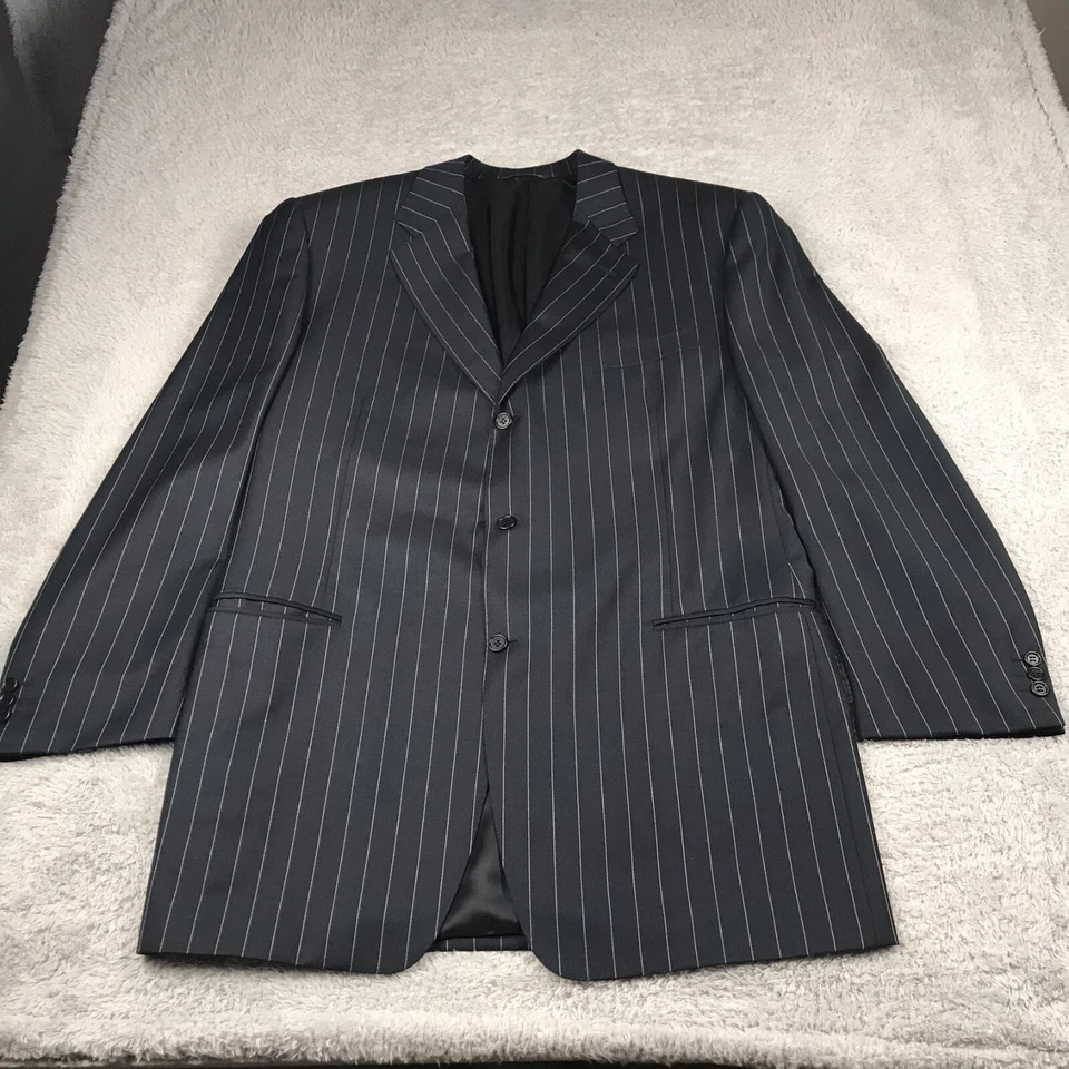 Canali Suit Mens 50XL Navy Pinstripe Super 120s Wool 2 Piece Set; Pants + Jacket - Image 2 of 4