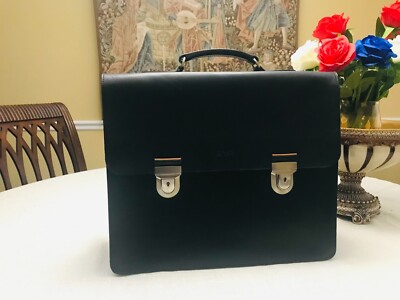 ORIGINAL  BREE  Heavy Black  Leather  Briefcase / Satchel  / Portfolio - GERMANY