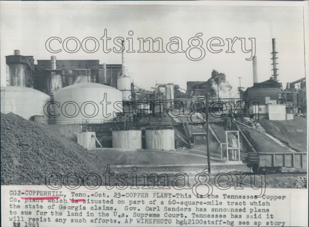 1963 Tennessee Copper Company 1960s Copperhill Polk County Press Photo