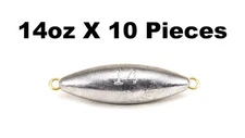 14oz Inline Trolling Torpedo Fishing Sinker - 10 Pieces