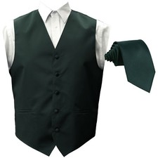 Dark Green XS - 6XL Solid Tuxedo Suit Dress Vest Waistcoat Neck tie Wedding