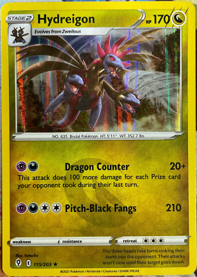 Pokemon Dragon Type Card Pokemon Hydreigon Holo Card  115/203 From  Evolving Skies Set, Dragon Type Collectible Trading Card Holo 74/119