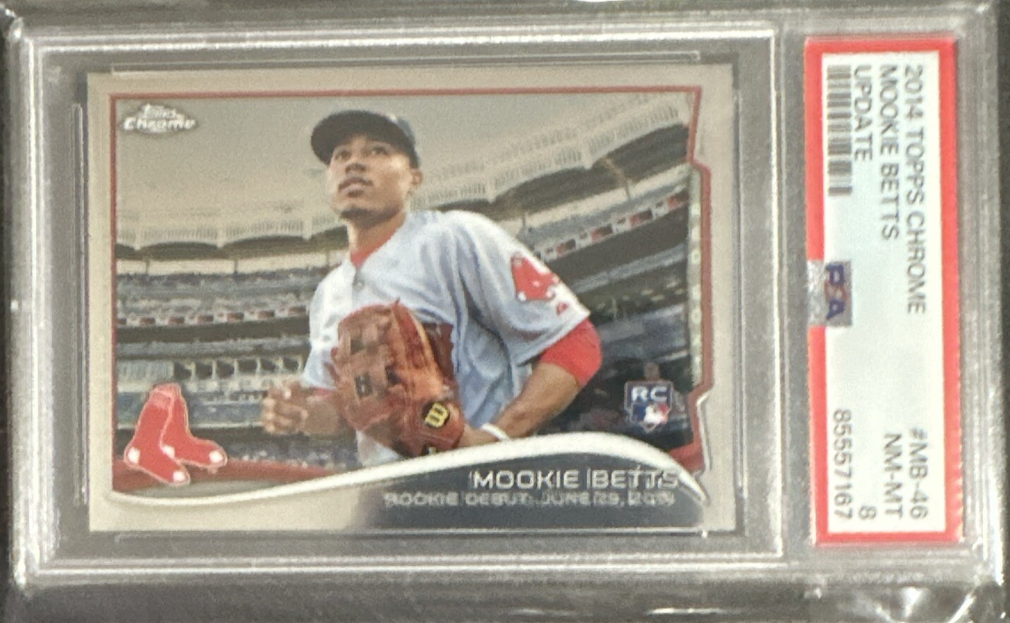 2014 TOPPS CHROME UPDATE MOOKIE BETTS RC #MB-46 PSA 8 MINT ROOKIE CARD