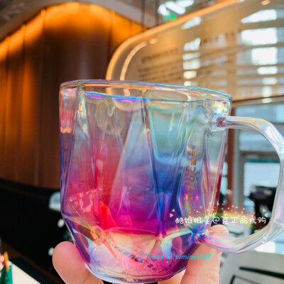 New Starbucks 2020 China 12oz Aurora Dazzle Colour Glass Handle Cup Mug IN STOCK
