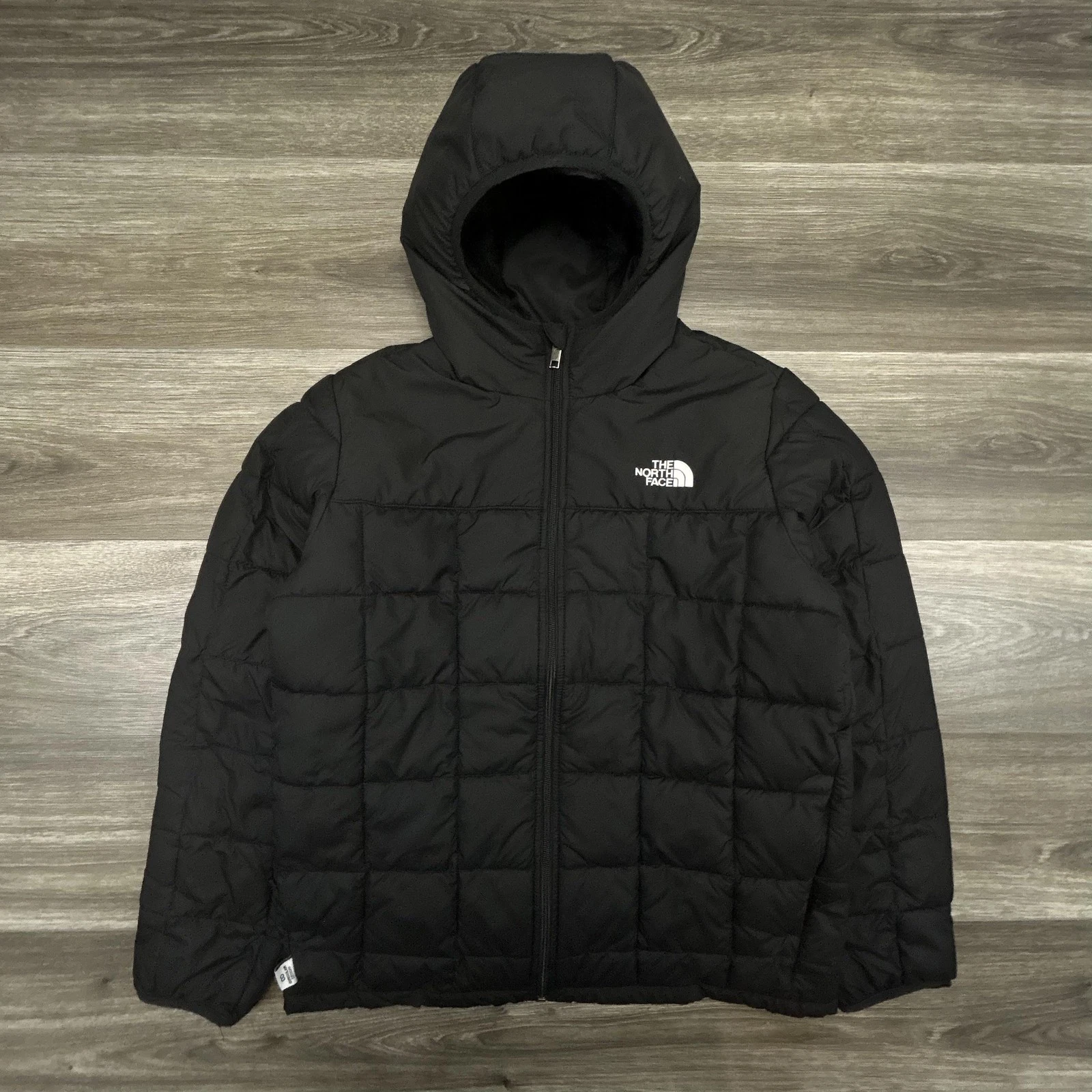 North Face Puffer Jacket Youth 2XL 17-18 Black Hooded Insulated NF0A84M8 EUC