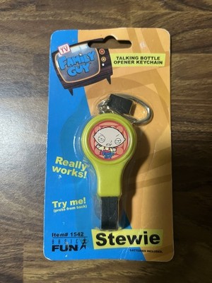 2006 Vintage Basic Fun Family Guy Stewie Talking Bottle Opener Keychain New