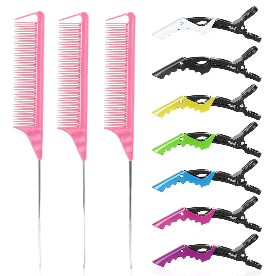 Rat Tail Comb Hair Clips Set: 3Pcs Rat Tail Combs, Hair Styling Combs ...